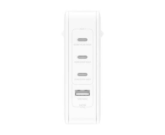 Зарядное устройство Belkin 140W 3хUSB-С GAN PD PPS USB-A White (WCH014BTWH), изображение 10 Зарядное устройство Belkin 140W 3хUSB-С GAN PD PPS USB-A White (WCH014BTWH), изображение 10