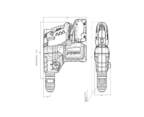 Перфоратор Metabo KH 18 LTX BL 28 Q В SDS-plus, 18V, 3Дж, 3.4кг (без АКБ и ЗУ) (601715850), изображение 6 Перфоратор Metabo KH 18 LTX BL 28 Q В SDS-plus, 18V, 3Дж, 3.4кг (без АКБ и ЗУ) (601715850), изображение 6