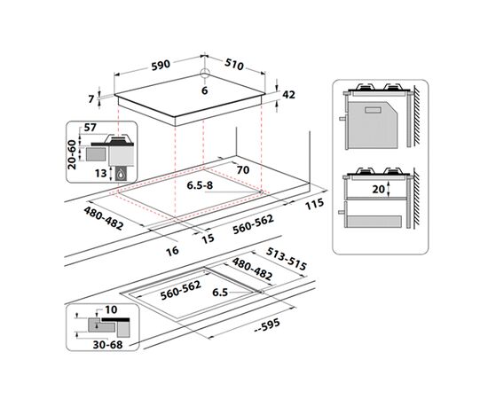 Варочная поверхность Whirlpool GOS6415/NB1, изображение 8 Варочная поверхность Whirlpool GOS6415/NB1, изображение 8