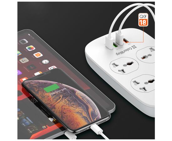 Сетевой фильтр питания ColorWay 4 розетки/4USB White 1.8м (1QC3.0 + 3 AUTO ID) (CW-CHU44QW), изображение 12 Сетевой фильтр питания ColorWay 4 розетки/4USB White 1.8м (1QC3.0 + 3 AUTO ID) (CW-CHU44QW), изображение 12