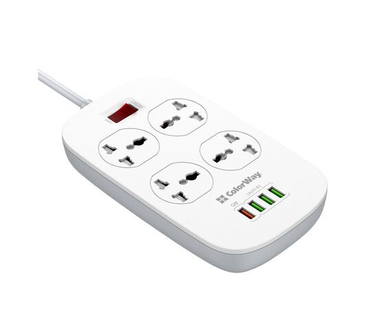 Мережевий фільтр живлення ColorWay 4 розетки/4USB White 1.8м (1QC3.0 + 3 AUTO ID) (CW-CHU44QW)