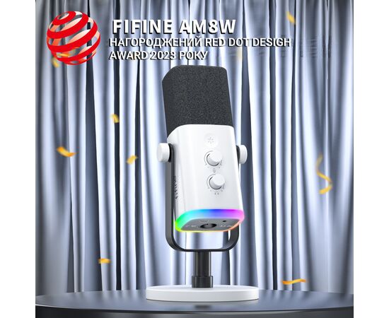 Микрофон Fifine AM8W USB/XLR White (AM8W), изображение 5 Микрофон Fifine AM8W USB/XLR White (AM8W), изображение 5