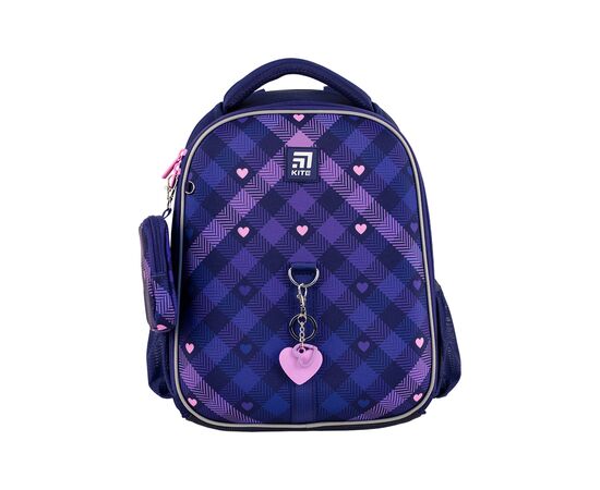 Рюкзак школьный Kite Check and Hearts Фиолетовый (K24-555S-1), изображение 3 Рюкзак школьный Kite Check and Hearts Фиолетовый (K24-555S-1), изображение 3