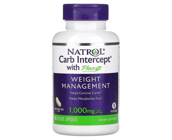 Витаминно-минеральный комплекс Natrol Регулятор углеводов, Белая фасоль фаза 2, 1000 мг, Carb Intercept (NTL-16176)