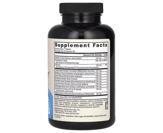 Витаминно-минеральный комплекс Jarrow Formulas Оптимизатор надпочечников, Adrenal Optimizer, 120 таблеток (JRW-29032), изображение 2 Витаминно-минеральный комплекс Jarrow Formulas Оптимизатор надпочечников, Adrenal Optimizer, 120 таблеток (JRW-29032), изображение 2