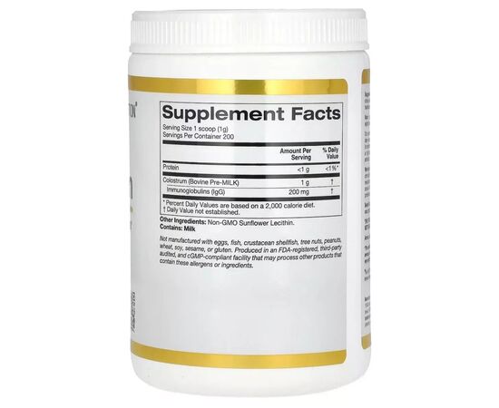 Витаминно-минеральный комплекс California Gold Nutrition Молозиво концентрированное в порошке, 1000 мг, Colostrum, 200 г (CGN00912), изображение 2 Витаминно-минеральный комплекс California Gold Nutrition Молозиво концентрированное в порошке, 1000 мг, Colostrum, 200 г (CGN00912), изображение 2