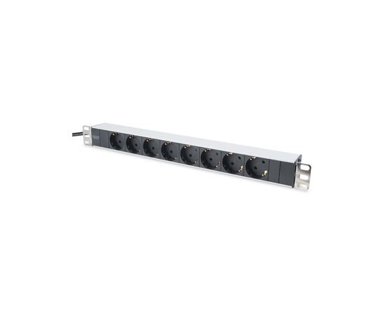 Силовий блок 1U, 8xSchuko, 16A, 250V, вилка Schuko Zpas (DN-95401)
