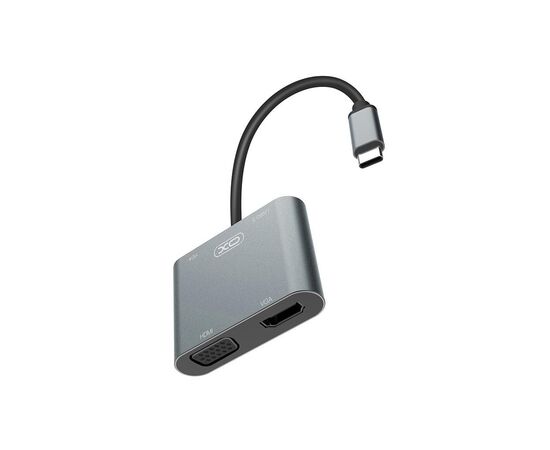 Перехідник XO 4-in-1 Dock USB-C (HDMI/VGA/USB3.0/USB-C PD) (XO-HUB001SL), зображення 2 Перехідник XO 4-in-1 Dock USB-C (HDMI/VGA/USB3.0/USB-C PD) (XO-HUB001SL), зображення 2