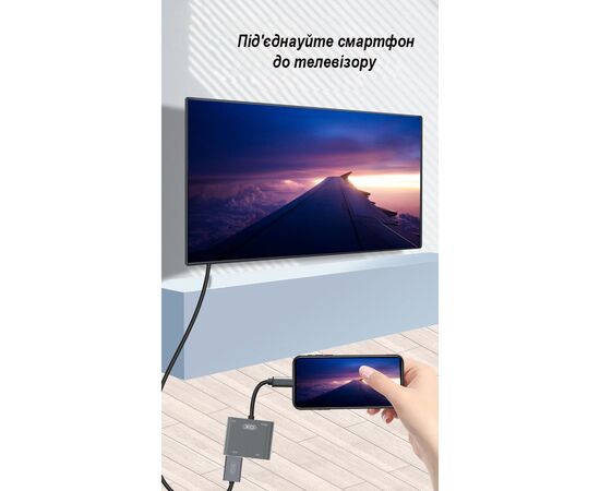 Перехідник XO 4-in-1 Dock USB-C (HDMI/VGA/USB3.0/USB-C PD) (XO-HUB001SL), зображення 3 Перехідник XO 4-in-1 Dock USB-C (HDMI/VGA/USB3.0/USB-C PD) (XO-HUB001SL), зображення 3