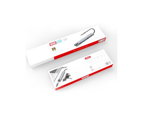 Концентратор XO 8-in-1 Dock USB-C (USB/USB-C PD/HDMI 4K/SD/TF/RJ45) (XO-HUB003SL), изображение 7 Концентратор XO 8-in-1 Dock USB-C (USB/USB-C PD/HDMI 4K/SD/TF/RJ45) (XO-HUB003SL), изображение 7