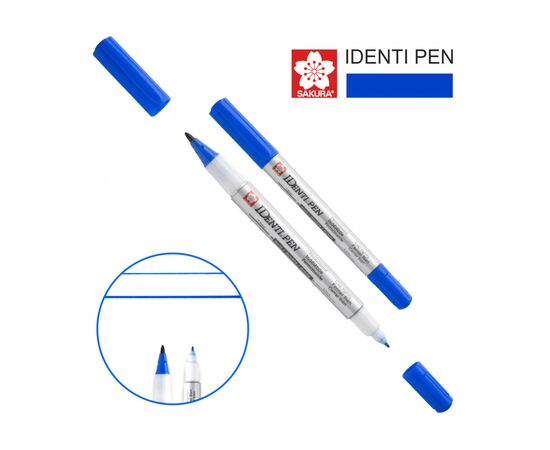 Маркер Sakura перманентний IDENTI PEN, двосторонній, 0,4/1 мм, Синій (084511365049)