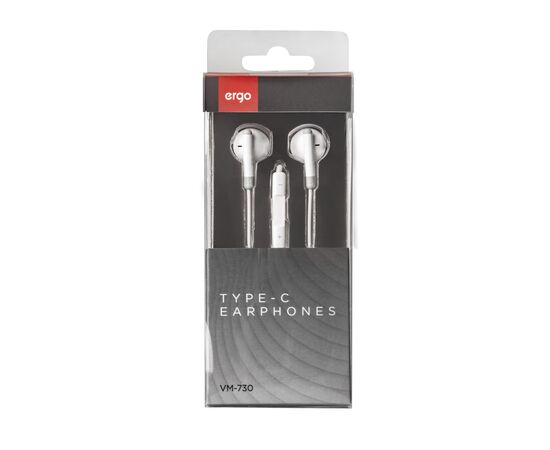Наушники Ergo VM-730 Type-C Earphones White (VM-730W), изображение 2 Наушники Ergo VM-730 Type-C Earphones White (VM-730W), изображение 2