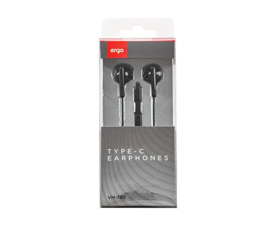 Наушники Ergo VM-730 Type-C Earphones Black (VM-730K), изображение 2 Наушники Ergo VM-730 Type-C Earphones Black (VM-730K), изображение 2