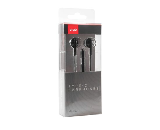 Наушники Ergo VM-730 Type-C Earphones Black (VM-730K), изображение 3 Наушники Ergo VM-730 Type-C Earphones Black (VM-730K), изображение 3