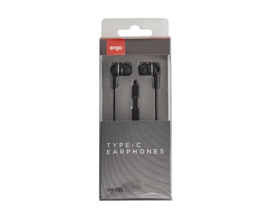 Наушники Ergo VM-735 Type-C Earphones Black (VM-735K), изображение 4 Наушники Ergo VM-735 Type-C Earphones Black (VM-735K), изображение 4