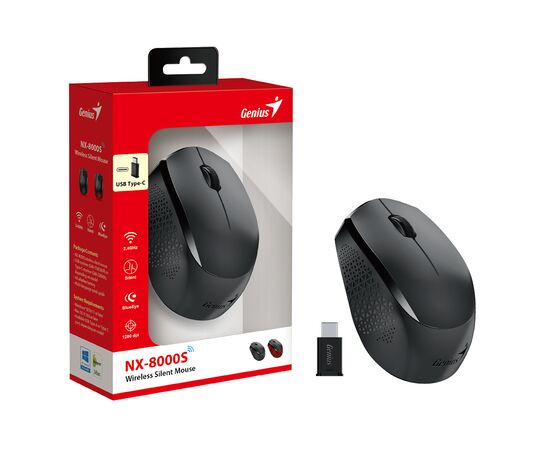 Мишка Genius NX-8000 Silent Wireless Black (31030035400), зображення 3 Мишка Genius NX-8000 Silent Wireless Black (31030035400), зображення 3
