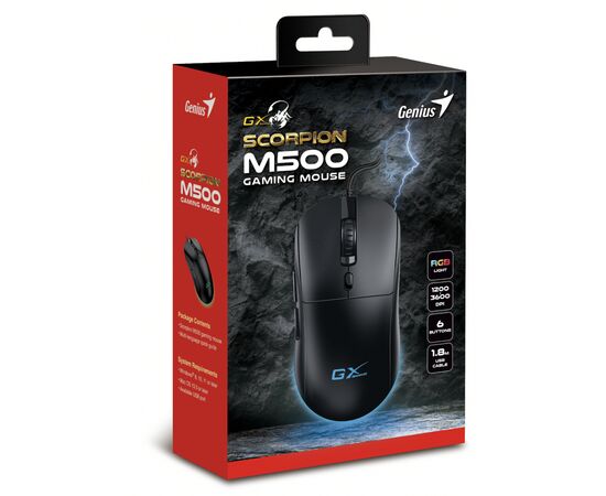 Мышка Genius Scorpion M500 USB Black (31040011400), изображение 2 Мышка Genius Scorpion M500 USB Black (31040011400), изображение 2
