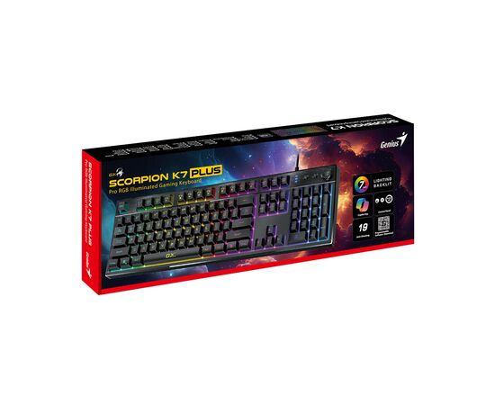 Клавиатура Genius Scorpion K7 Plus USB UA Black (31310056404), изображение 3 Клавиатура Genius Scorpion K7 Plus USB UA Black (31310056404), изображение 3