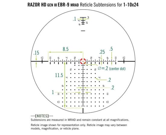 Оптичний приціл Vortex Razor HD Gen III 1-10x24 FFP EBR-9 (MRAD) (929465), зображення 5 Оптичний приціл Vortex Razor HD Gen III 1-10x24 FFP EBR-9 (MRAD) (929465), зображення 5