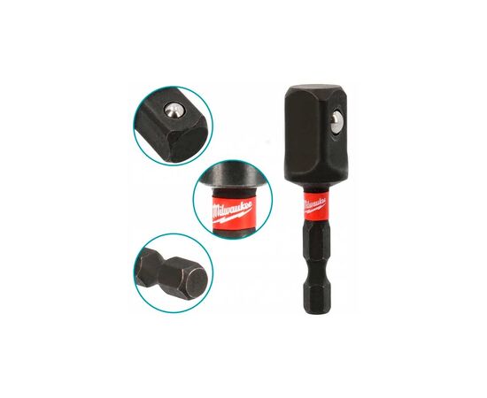Адаптер для инструмента Milwaukee ShW 1/4"HEX - 1/2" квадратный хвостовик (4932478803), изображение 2