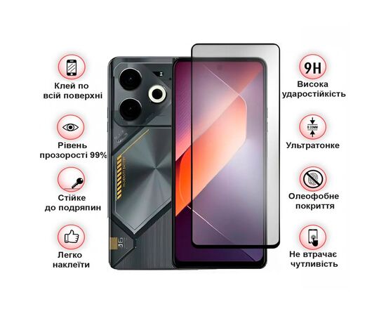 Стекло защитное BeCover Tecno POVA 6 (LI7) Black (711580), изображение 3 Стекло защитное BeCover Tecno POVA 6 (LI7) Black (711580), изображение 3