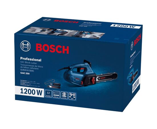 Цепная пила Bosch Professional для газобетонных блоков GAC 250, 1200 Вт, 330 мм, 3/8 (0.601.2B6.020), изображение 11 Цепная пила Bosch Professional для газобетонных блоков GAC 250, 1200 Вт, 330 мм, 3/8 (0.601.2B6.020), изображение 11