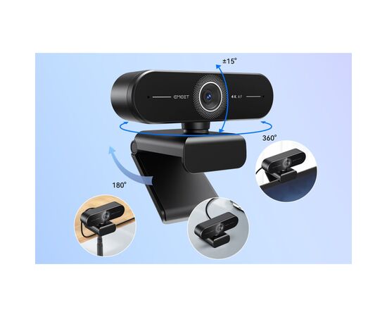 Веб-камера Emeet C60E 4K Black (eMeet-E3124), изображение 7 Веб-камера Emeet C60E 4K Black (eMeet-E3124), изображение 7