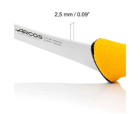 Кухонный нож Arcos Duo Pro обвалювальний 140 мм зі скошеним лезом напівжорсткий (201300), изображение 5 Кухонный нож Arcos Duo Pro обвалювальний 140 мм зі скошеним лезом напівжорсткий (201300), изображение 5