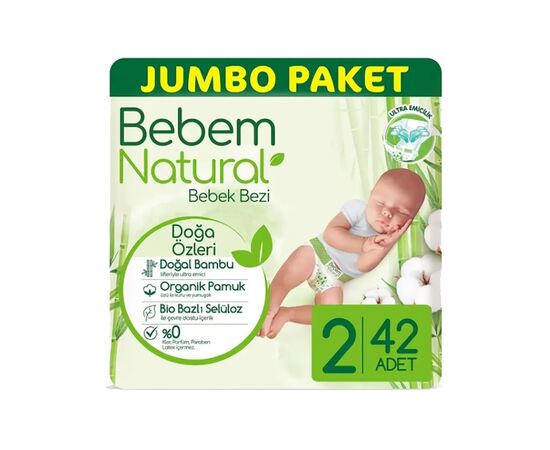Подгузники Bebem Natural 2 mini 3-6 кг 42 шт (8690536806003), изображение 2 Подгузники Bebem Natural 2 mini 3-6 кг 42 шт (8690536806003), изображение 2