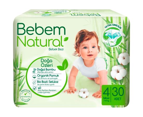 Подгузники Bebem Natural 4 maxi 7-14 кг 30 шт (8690536806027)
