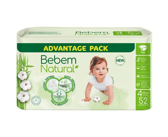 Подгузники Bebem Natural 4 maxi 7-14 кг 52 шт (8690536836307)