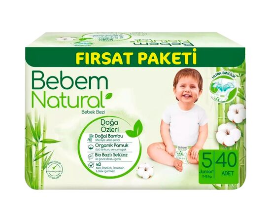 Подгузники Bebem Natural 5 Junior 11-18 кг 40 шт (8690536831975)