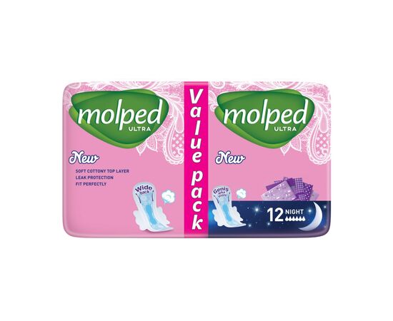 Гигиенические прокладки Molped Ultra Night 6 капель 12 шт. (8690536825202)