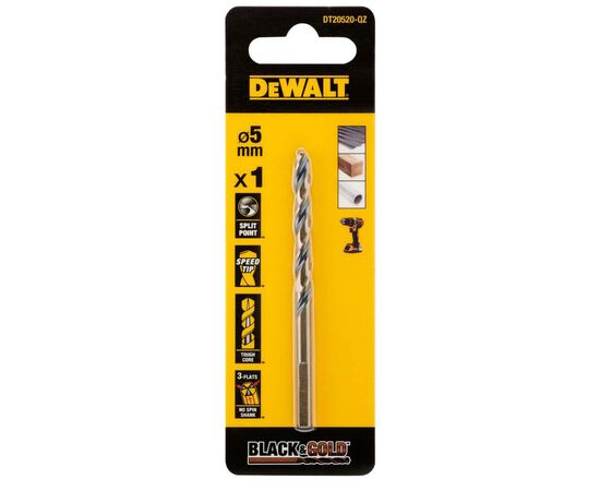 Свердло DeWALT по металу Black & Gold,HSS-G, 5 х 86 х 52 мм (DT20520)