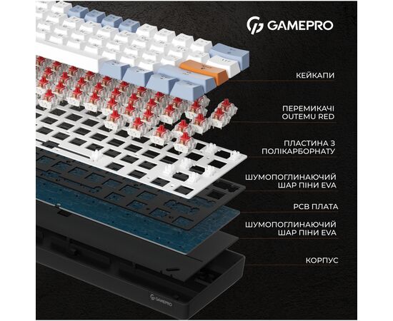 Клавиатура OfficePro MK130R Hot-Swap Red Swich RGB USB UA Black (MK130R), изображение 6 Клавиатура OfficePro MK130R Hot-Swap Red Swich RGB USB UA Black (MK130R), изображение 6