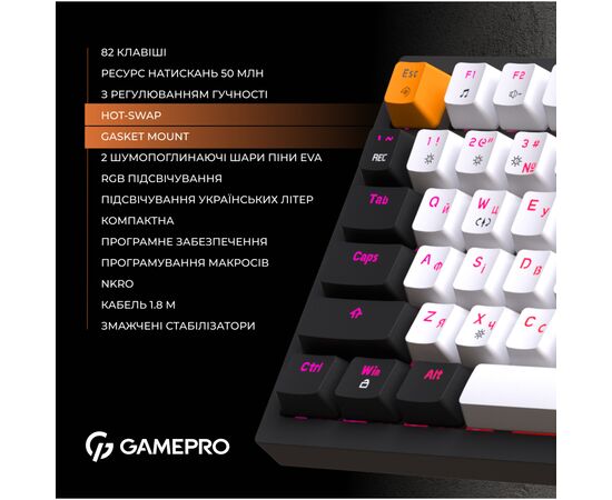 Клавиатура OfficePro MK160B Hot-Swap Red Swich RGB USB UA Black (MK160B), изображение 11 Клавиатура OfficePro MK160B Hot-Swap Red Swich RGB USB UA Black (MK160B), изображение 11