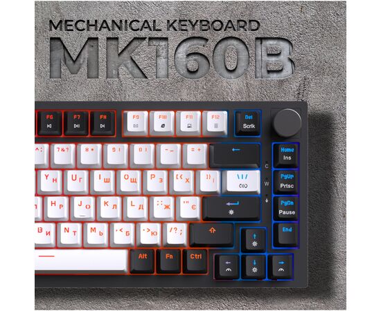Клавиатура OfficePro MK160B Hot-Swap Red Swich RGB USB UA Black (MK160B), изображение 12 Клавиатура OfficePro MK160B Hot-Swap Red Swich RGB USB UA Black (MK160B), изображение 12