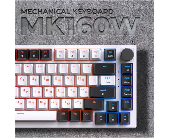 Клавиатура OfficePro MK160W Hot-Swap Red Swich RGB USB UA White (MK160W), изображение 12 Клавиатура OfficePro MK160W Hot-Swap Red Swich RGB USB UA White (MK160W), изображение 12