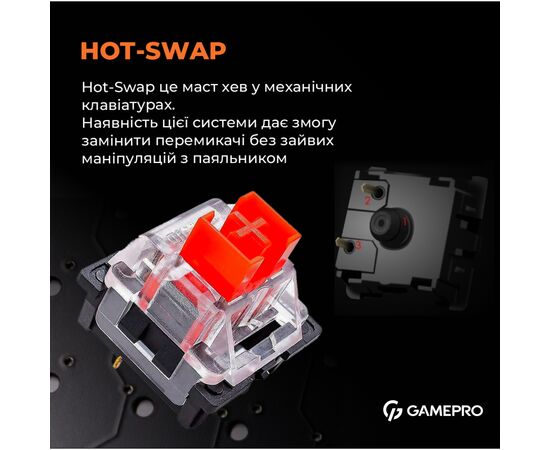 Клавиатура OfficePro MK170B Hot-Swap Red Swich RGB USB UA Black (MK170B), изображение 7 Клавиатура OfficePro MK170B Hot-Swap Red Swich RGB USB UA Black (MK170B), изображение 7