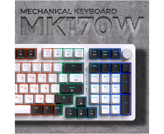 Клавиатура OfficePro MK170W Hot-Swap Red Swich RGB USB UA White (MK170W), изображение 12 Клавиатура OfficePro MK170W Hot-Swap Red Swich RGB USB UA White (MK170W), изображение 12