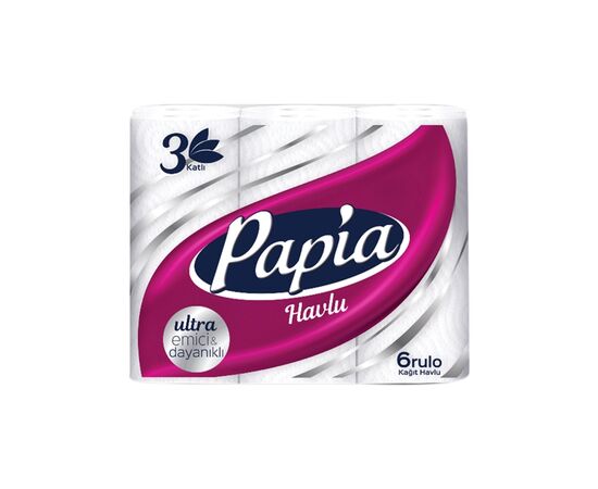 Бумажные полотенца Papia 3 слоя 6 рулонов (8690536011094)