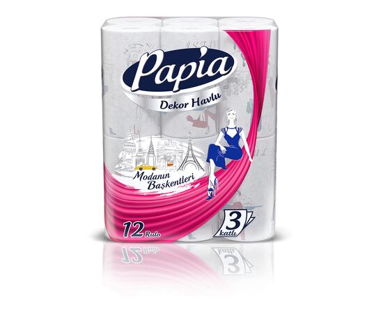 Бумажные полотенца Papia Decor 3 слоя 12 рулонов (8690536010912)