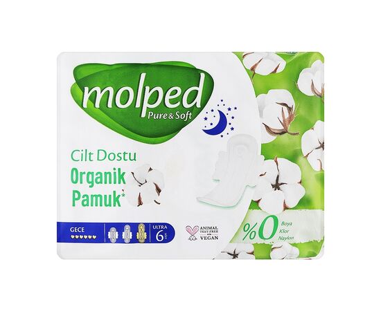 Гігієнічні прокладки Molped Pure&Soft Night 6 крапель 6 шт. (8690536842247)
