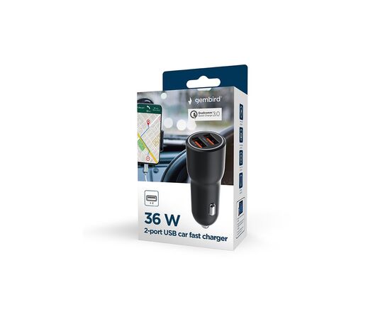 Зарядное устройство Gembird 2xUSB-A (18W QC3.0) black (TA-UC-A2QC36-CAR-01), изображение 7 Зарядное устройство Gembird 2xUSB-A (18W QC3.0) black (TA-UC-A2QC36-CAR-01), изображение 7