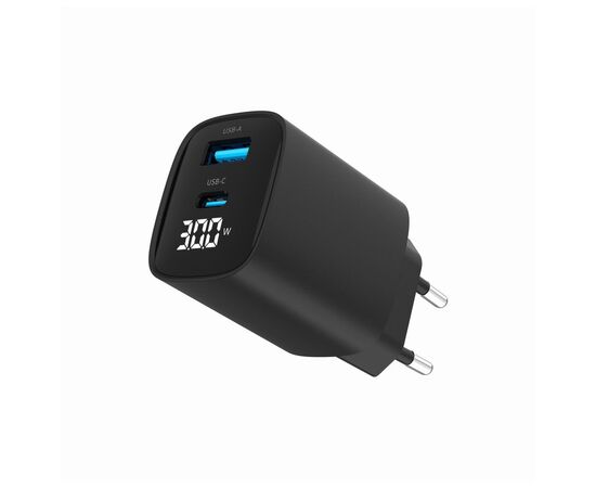 Зарядное устройство Gembird 1xUSB-A (QC3.0 18W) + 1 Type-C (PD20W) LCD black (TA-UC-PDQC30LCD-BK-01), изображение 2 Зарядное устройство Gembird 1xUSB-A (QC3.0 18W) + 1 Type-C (PD20W) LCD black (TA-UC-PDQC30LCD-BK-01), изображение 2