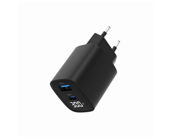 Зарядное устройство Gembird 1xUSB-A (QC3.0 18W) + 1 Type-C (PD20W) LCD black (TA-UC-PDQC30LCD-BK-01), изображение 5 Зарядное устройство Gembird 1xUSB-A (QC3.0 18W) + 1 Type-C (PD20W) LCD black (TA-UC-PDQC30LCD-BK-01), изображение 5
