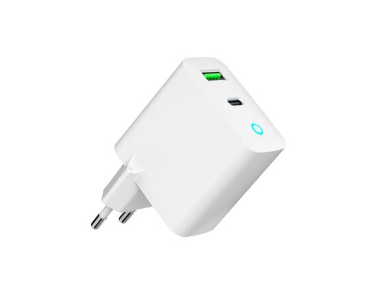 Зарядное устройство Gembird 1xUSB-A + 1 Type-C (PD20Вт + QC3.0 18Вт) white (TA-UC-PDQC20L-W-01), изображение 3 Зарядное устройство Gembird 1xUSB-A + 1 Type-C (PD20Вт + QC3.0 18Вт) white (TA-UC-PDQC20L-W-01), изображение 3