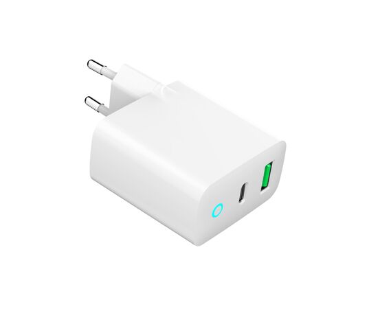 Зарядное устройство Gembird 1xUSB-A + 1 Type-C (PD20Вт + QC3.0 18Вт) white (TA-UC-PDQC20L-W-01), изображение 4 Зарядное устройство Gembird 1xUSB-A + 1 Type-C (PD20Вт + QC3.0 18Вт) white (TA-UC-PDQC20L-W-01), изображение 4