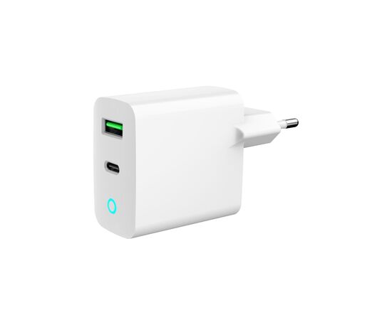 Зарядний пристрій Gembird 1xUSB-A + 1 Type-C (PD20Вт + QC3.0 18Вт) white (TA-UC-PDQC20L-W-01)