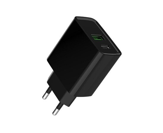 Зарядное устройство Gembird 1xUSB-A + 1 Type-C (PD20Вт + QC3.0 18Вт) black (TA-UC-PDQC20-01-BK), изображение 2 Зарядное устройство Gembird 1xUSB-A + 1 Type-C (PD20Вт + QC3.0 18Вт) black (TA-UC-PDQC20-01-BK), изображение 2